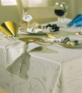 Streamers Cream Gold Stars - Christmas Table Cloth Range
