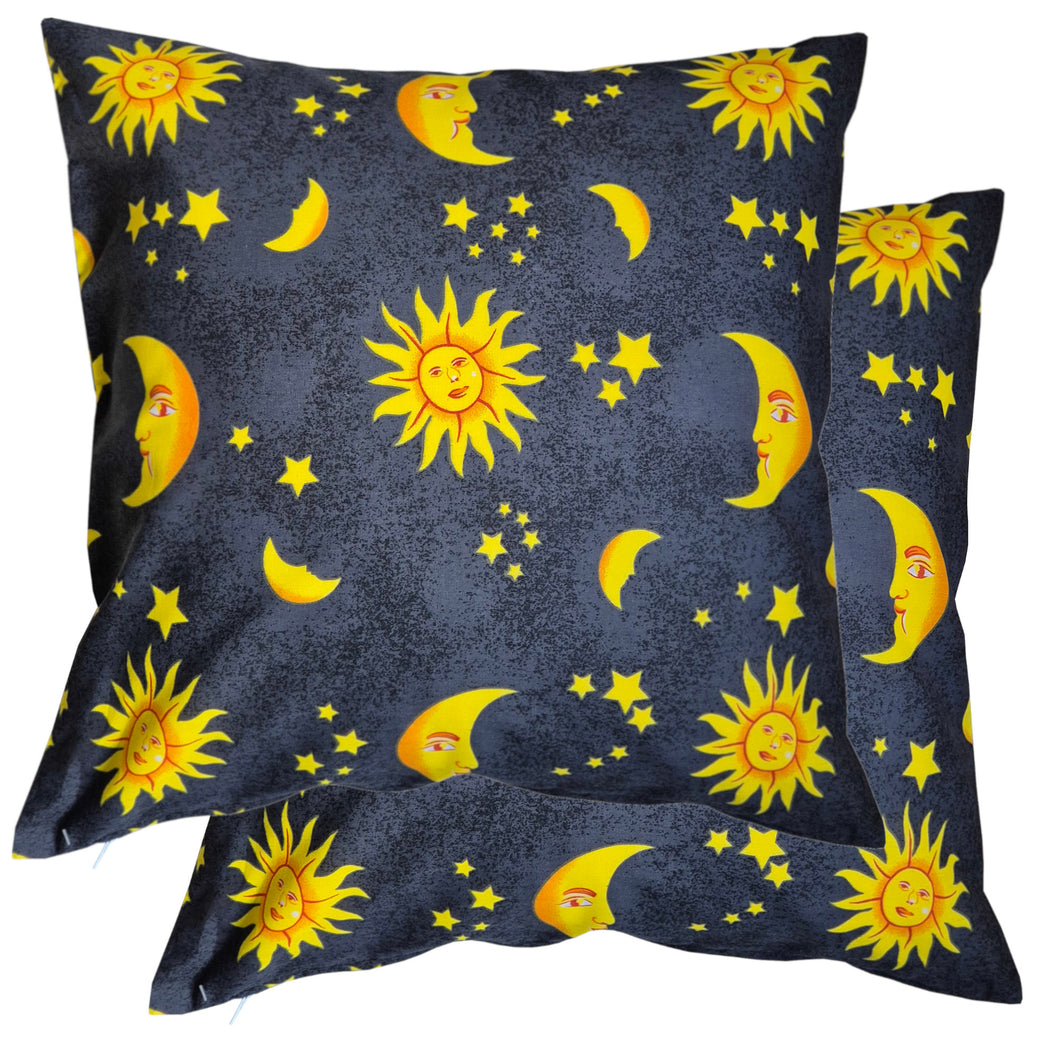 Sun & Moon Black Rev - Cushion Covers Space Stars Mottled Effect