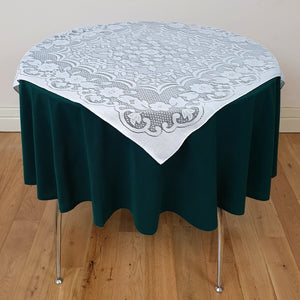 69" Round Velvet Green & White Lace - Table Cloth Range