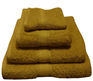 500 GSM Ochre - 100% Cotton Towels Bubble Border Mustard Yellow