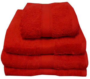 500 GSM Red - 100% Cotton Towels Bubble Border