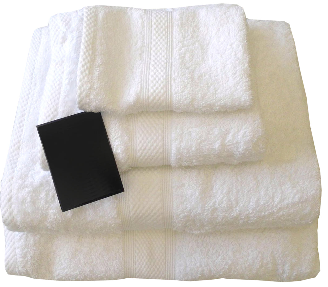 500 GSM White - 100% Cotton Towels Bubble Border