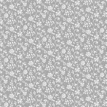 Load image into Gallery viewer, PVC Rosita Flower Grey - Wipe Clean Table Cloth Floral Vine Leaf White
