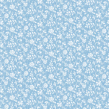 Load image into Gallery viewer, PVC Rosita Flower Blue - Wipe Clean Table Cloth Floral Vine Leaf Duckegg White
