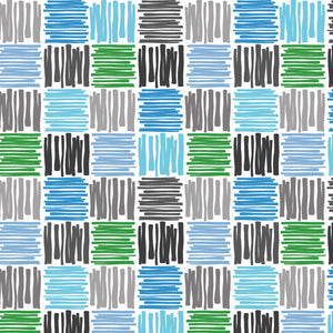 PVC Scribble Square Blue - Wipe Clean Table Cloth Grey Green