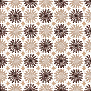 PVC Shasta Daisy Natural - Wipe Clean Table Cloth Lace Flower Print Brown Beige Mink