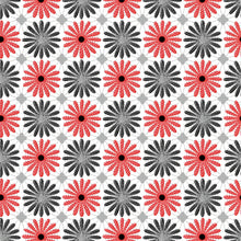 Load image into Gallery viewer, PVC Shasta Daisy Red - Wipe Clean Table Cloth Lace Flower Print Silver Black

