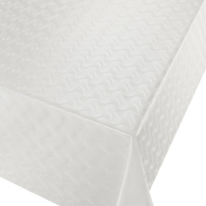 PVC Pulse White - Wipe Clean Table Cloth Metallic Effect Textured Waves