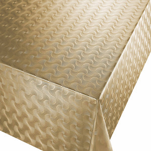 PVC Pulse Gold - Wipe Clean Table Cloth Metallic Effect Textured Waves
