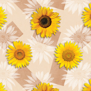 PVC Natural Sunflowers - Wipe Clean Table Cloth Summer Patchwork