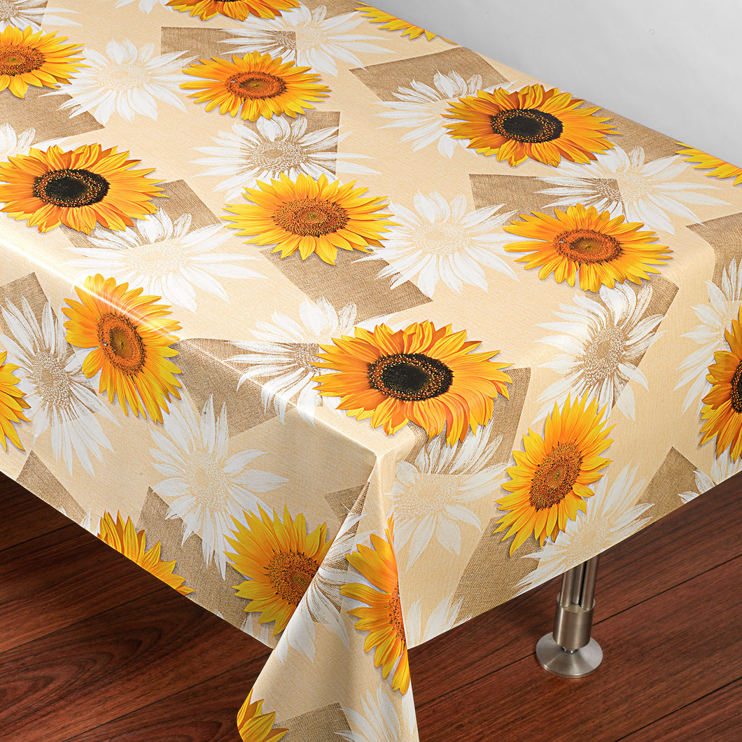 PVC Natural Sunflowers - Wipe Clean Table Cloth Summer Patchwork