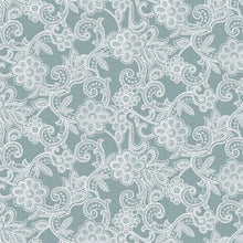 Load image into Gallery viewer, PVC Fleur Lace Blue - Wipe Clean Table Cloth Printed Floral Net
