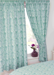 Annette Duckegg - 66x72" Curtains Floral Damask Green