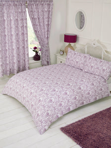 Annette Plum - 66x72" Curtains Floral Damask Purple