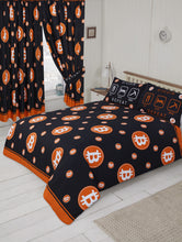 Load image into Gallery viewer, Bitcoin - 66x72&quot; Curtains Cryptocurrency Eat Sleep Mine Repeat Black Orange
