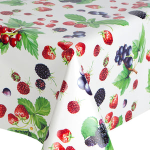 PVC Summer Berries - Wipe Clean Table Cloth Strawberry Black Berry Blueberry Cranberry