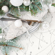 Acrylic Branch Silver - Wipe Clean Table Cloth Festive Xmas White