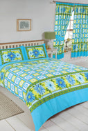 Daisy Check Azure - Duvet Cover Set Flower Check Blue Green