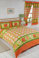 Daisy Check Citrus - Duvet Cover Set Flower Check Yellow Green Orange