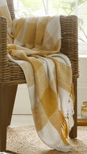 Load image into Gallery viewer, Epsom Ochre Throw - Geometric Diamond Yellow White Check Blanket
