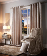Esquire Ivory - Eyelet Curtain Pair Shimmer Velvet