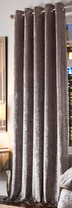 Esquire Silver - Eyelet Curtain Pair Shimmer Velvet Grey