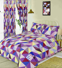 Load image into Gallery viewer, Geo Patchwork Berry - 66x72&quot; Curtains Geometric Purple Plum
