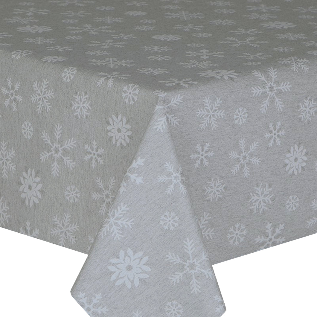 Acrylic Glitter Snowflake Grey - Wipe Clean Table Cloth Snow Silver