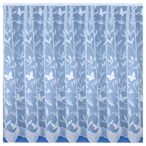 Hawaii White - Pre-Cut Net Curtain Panel Traditional Floral Vine Butterfly