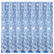 Hawaii White - Pre-Cut Net Curtain Panel Traditional Floral Vine Butterfly