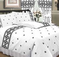Athens White Black - Duvet Cover Set Greek Key Rope Effect