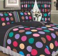 Be Bop Pastelle - Duvet Cover Set Pastel Spots Stripes Black