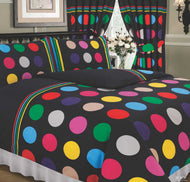 Be Bop Primary - Duvet Cover Set Bright Spots Stripes Black