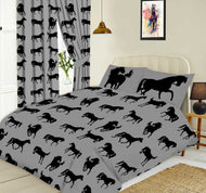 Horses Grey - Duvet Cover Set Equestrian Pony Silhouettes