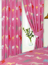 Load image into Gallery viewer, Horses Pink - 66x72&quot; Curtains Equestrian Pony Silhouettes
