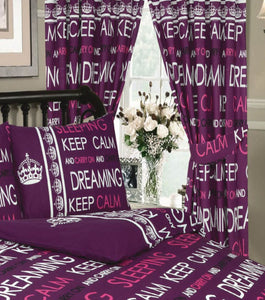 Keep Calm Berry - 66x72" Curtains Carry On Purple White Black Crown