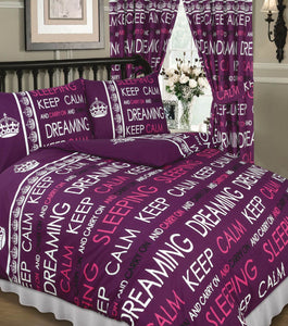 Keep Calm Berry - Duvet Cover Set Carry On Purple White Black Crown