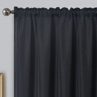 Linen Look Black - Voile Panel Textured Slubbed Effect