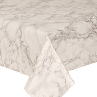 PVC Marble Grey - Wipe Clean Table Cloth Printed Stone Off White Silver