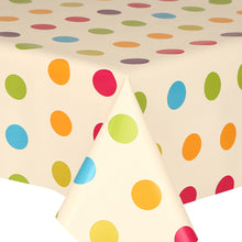 Load image into Gallery viewer, PVC Polka Multi - Wipe Clean Table Cloth Circle Spots Pink Purple Green Blue
