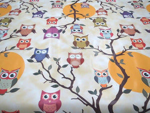 PVC Twoo Owls - Wipe Clean Table Cloth Sunset Hoot Tree Branch