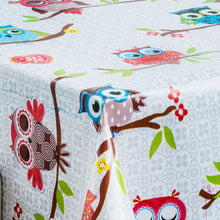 Load image into Gallery viewer, PVC Funky Owls - Wipe Clean Table Cloth Geometric Branch Hoot Flowers
