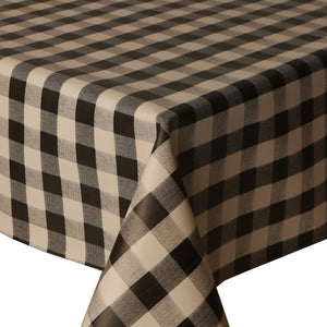 PVC Picnic Black - Wipe Clean Table Cloth Gingham Check Grey