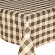 PVC Picnic Grey - Wipe Clean Table Cloth Gingham Check Taupe