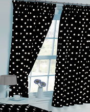 Load image into Gallery viewer, Polka Dot Black - Curtain Pair White Spots
