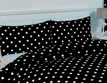 Load image into Gallery viewer, Polka Dot Black - Pillowcase Pair White Spots
