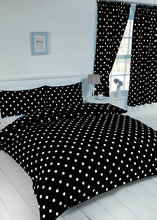 Load image into Gallery viewer, Polka Dot Black - Curtain Pair White Spots
