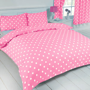 Polka Dot Pink - Duvet Cover Set White Spots