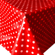 Load image into Gallery viewer, PVC Polka Red - Wipe Clean Table Cloth Dots White
