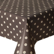 PVC Polka Slate - Wipe Clean Table Cloth Dots White Grey Charcoal